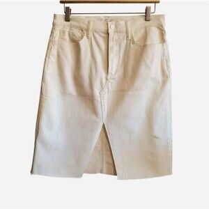 Joes Jeans High Rise Cream Midi Skirt Front Slit Size 30 Rodeo Western Casual